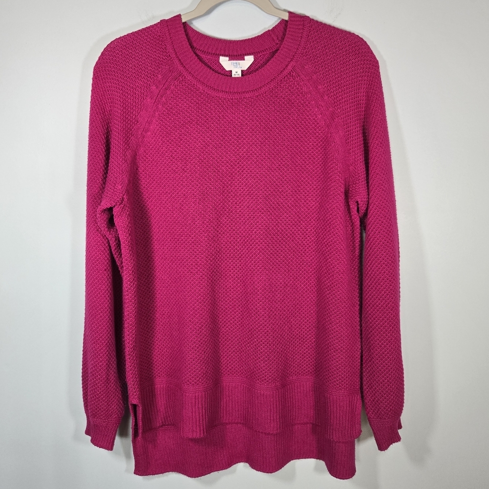 Time and Tru Fuchsia Pink Sweater Women’s Medium‎ Knit Pullover Cozy Soft